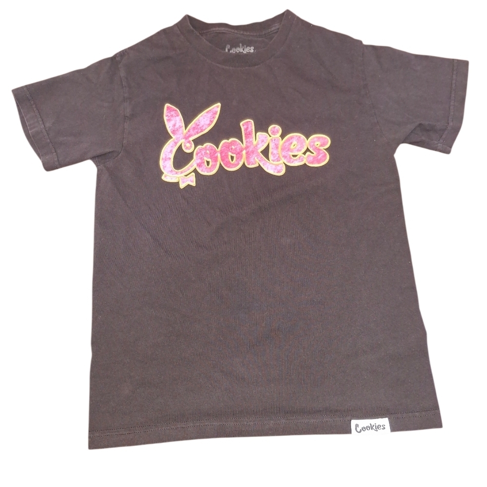 Cookies Mens Black Tee with Pink Graphic Size Small